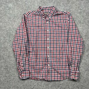 Falls Creek Stretch No Tuck Button Down Shirt Men's Medium Red Plaid